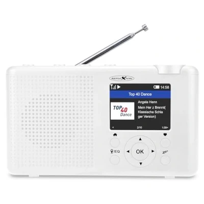 Abbildung von Reflexion TRA23I/WH, Tragbares Internet Radio mit UKW DAB /DAB+ (16 Watt) Farbdisplayanzeige, Netz und Batteriebetrieb, 99 Senderspeicherplätze, Schwarz