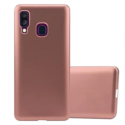 Abbildung von Cadorabo Hülle kompatibel mit Samsung Galaxy A40 Schutzhülle TPU Silikon Case Metallic Design Slim Kratzfest Weiche Gummi Rundumschutz für in Rosa