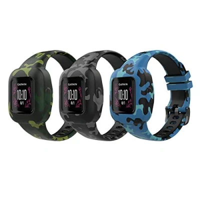 Abbildung von MoKo 3 Pack Armband Kompatibel mit Garmin Vivofit jr. für Kinder, Silikon Ersatzarmband Sport Wechselarmband Druckmuster, Tarnblau/Tarngrau/Tarngrün