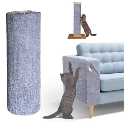 Abbildung von 200cmx40cm Selbstklebend Kratzmatte Katze,Selbstklebend Kratzteppich Katze Wand,Kratzmatte Katze,DIY Kratzbrett Katze,Kratzschutz Sofa Katze,Kratzbrett Katzen kratzschutz,Katzenkratzmatte(Hellgrau)