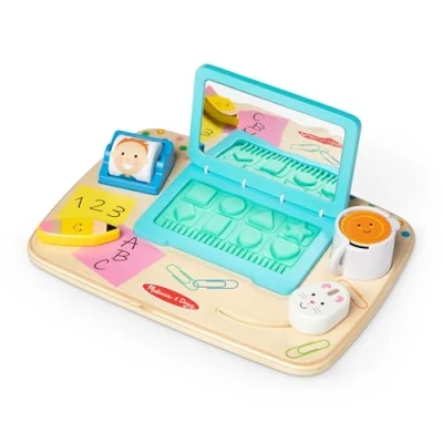 Abbildung von Melissa &amp; Doug Work play schreibtisch Spielbrett aus holz, Feinmotorik und der formerkennung, Sensorisches baby kleinkindspielzeug, 12 24 Monate, Babygeschenk für mädchen jungen