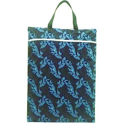 Abbildung von Große Windeltasche zum Aufhängen, für wiederverwendbare Windeln oder Wäsche, blaues Blatt