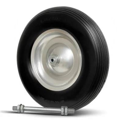 Abbildung von TAMS® Schubkarrenrad Vollgummi mit Achse grau Schubkarrenreifen 4.80/4.00 8 Metallfelge Pannensicher Ersatzrad Rad