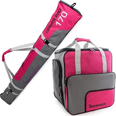Abbildung von BRUBAKER Sporttasche Carver Pro Skitasche Kombi Set (2 tlg., reißfest und nässeabweisend), Skisack Skischuhtasche für 1 Paar Ski