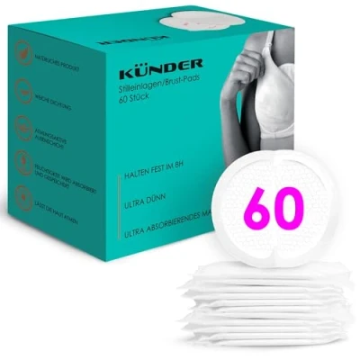 Abbildung von Einweg Stilleinlagen, Ultradünn &amp; Super Saugfähig 60 Stück Diskret, atmungsaktiv und ideal für stillende Mütter Stilleinlagen gegen Auslaufen, Weich Hautfreundlich Breast Pads, Nursing Pads