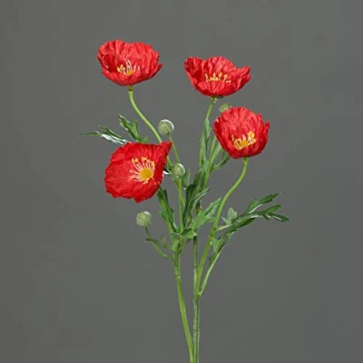 Abbildung von mucplants Künstlicher Mohnblumenzweig ca. 60cm Seidenblumen Kunstblume Mohn