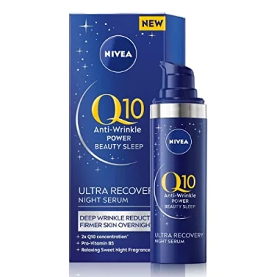 Abbildung von NIVEA Q10 Anti Falten Power Ultra Recovery Nacht Serum (30 ml), Gesichtsserum mit Pro Vitamin B5 und Q10, für tiefe Faltenreduzierung straffere, stärkere Haut