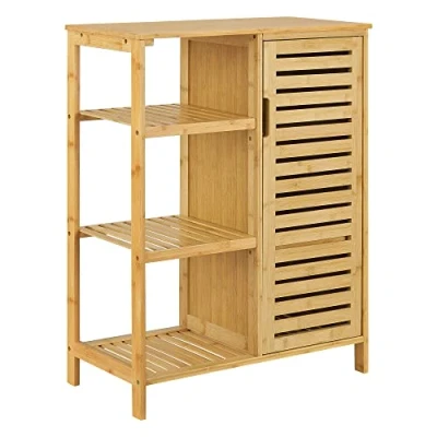 Abbildung von en.casa Badregal, Vetlanda Bambusregal 87x66x33 cm Natur