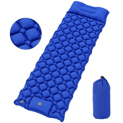 Abbildung von YITAHOME Isomatte Selbstaufblasend Ultraleichte Camping Luftmatratze mit Eingebaute Pumpe und Kissen, Matratze Tragetasche Fußpumpe für Outdoor, Camping, Reisen, Wandern (Saphir Blau)