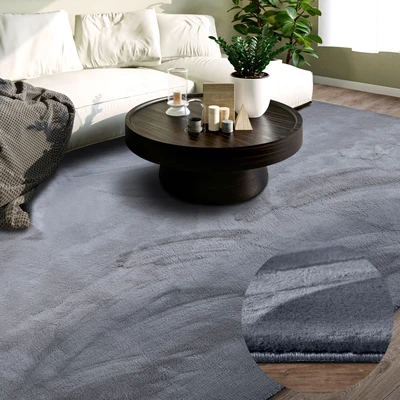 Abbildung von Villeroy &amp; Boch Shaggy Teppich Leon Flauschiger Hochflor Wohnzimmerteppich Einfarbig Weich Pflegeleicht Langflor für Wohnzimmer Esszimmer, Schlafzimmer, Kunderzimmer Anthrazit, 160x230 cm