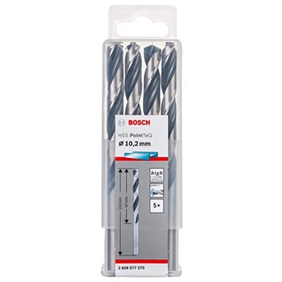 Abbildung von Bosch Professional 10 Stück HSS Spiralbohrer PointTeQ (für Metall, 4,9 x 52 86 mm, Zubehör Bohrschrauber)
