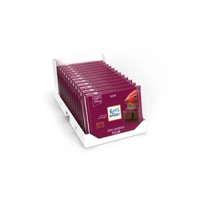 Abbildung von Ritter Sport Halbbitter (12 x 100 g), Bitterschokolade mit 50% Kakao, zart herbe, dunkle Tafelschokolade, Schokolade aus edlen Kakaobohnen
