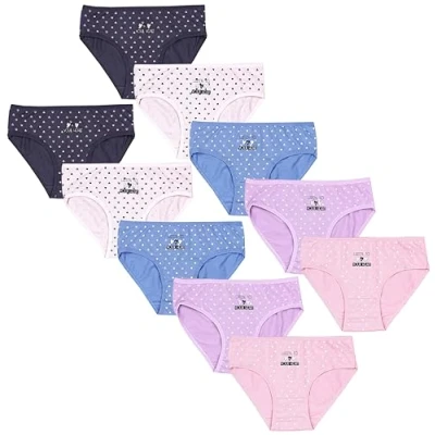 Abbildung von TupTam Mädchen Slips mit Aufdruck 10er Pack, Farbe: 411425B O Herzen Blau Rosa Lila Ecru Violett, Größe: 140 146