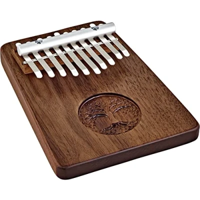 Abbildung von Sonic Energy Massivkörper Kalimba C Dur, 10 Töne Schwarzes Walnussholz, mit Lebensbaum Für Meditation, Yoga, Percussion Inkl. Zubehör (KL1001TOL)