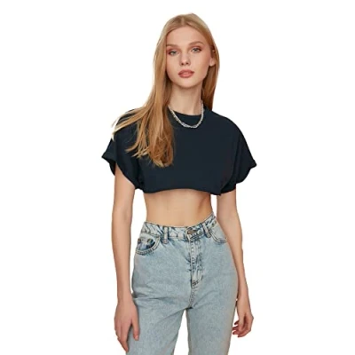Abbildung von Trendyol Damen Crap gestricktes T shirt Shirt, Navy, XS EU