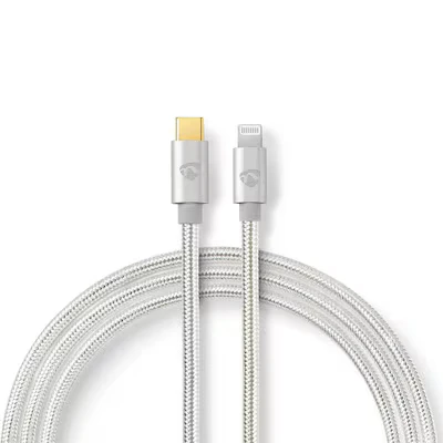 Abbildung von Nedis USB Kabel 2.0 Apple Lightning 8 Pin C™ Stecker 480 Mbps Vergoldet 2.00 m rund Geflochten / Nylon Aluminium Verpackun