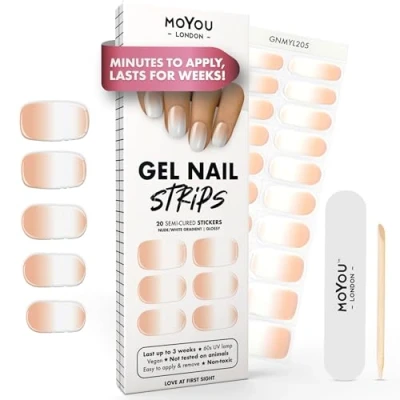 Abbildung von MOYOU LONDON Halbgehärtete UV Gel Strips 20 Stück Nagelfolien Härtend für Maniküre in Salonqualität Love at First Sight