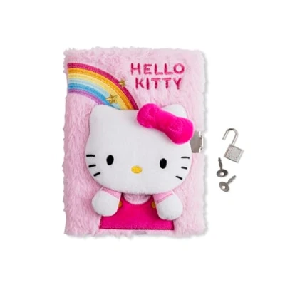 Abbildung von Kids Euroswan Hello Kitty Mädchen 3D Secret Diary mit Schloss A5 liniert Plüsch Notizbuch für Schule