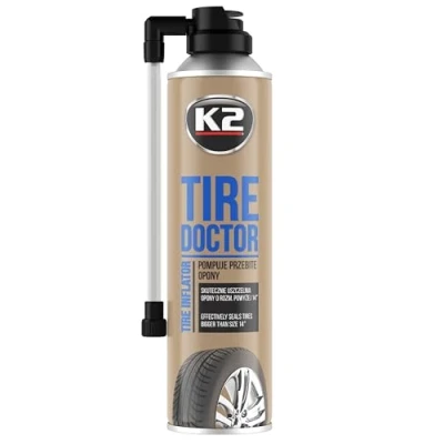 Abbildung von K2 Tire Doctor, Pannenhilfe Spray, Reifendichtmittel, Loch im Reifen schließen, der Helfer bei kaputten Reifen, 535ml