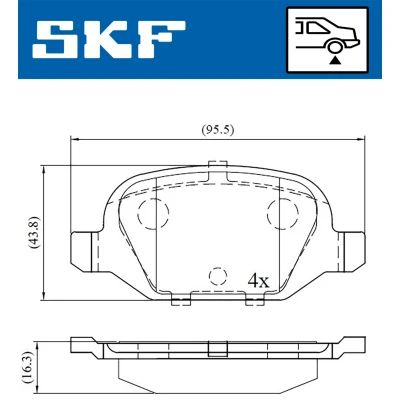 Abbildung von SKF VKBP 90472 Bremsbelagsatz nicht für Verschleißwarnanzeiger vorbereitet ALFA ROMEO: 147, 156 Sportwagon, GT, LANCIA: Lybra Limousine