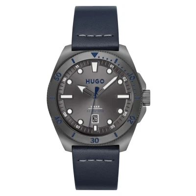 Abbildung von HUGO Visit Uhr grau blau, Herren, Größe: One Size, blau