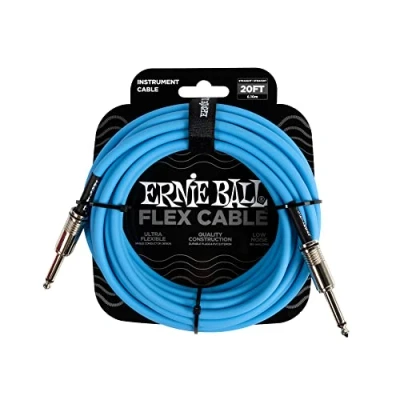 Abbildung von Ernie Ball Flex Instrumentenkabel gerade/gerade 6,1 m (20 ft) Blau