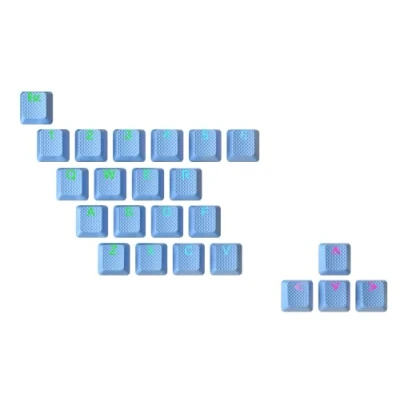 Abbildung von Ranked Gummi Tastenkappen Set Doppelschuss Durchscheinend OEM Profil für Mechanische Gaming Tastatur (Blue Malibu , 23 Tasten )