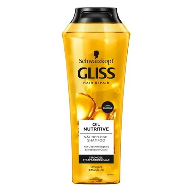 Abbildung von Gliss Shampoo Oil Nutritive (250 ml), Haarshampoo bietet intensive Nährpflege für strohiges, strapaziertes Haar, Pflegeshampoo verleiht gesunden Glanz