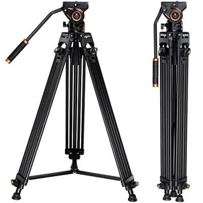 Abbildung von Kamera Stativ,K&amp;F Concept Videostativ Video Tripod mit 360 Fluidkopf, Heavy Duty Tripod, 184cm Stativ für DSLR, Camcorder, Kameras VA18+ VH081