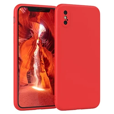 Abbildung von EAZY Case Silikonhülle für iPhone XS Max Hülle Silikon Rot weich stoßfeste Handyhülle Schutzhülle mit Kameraschutz Dünn Premium Schutz Cover TPU Phone Bumper in