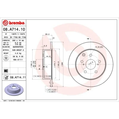 Abbildung von Bremsscheibe BREMBO 08.A714.11