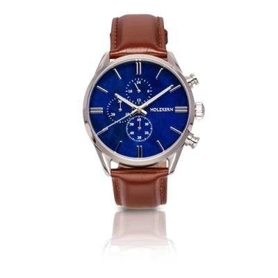 Abbildung von Holzkern Herrenuhr Chronograph Naturalist Marmor/Silberfarben