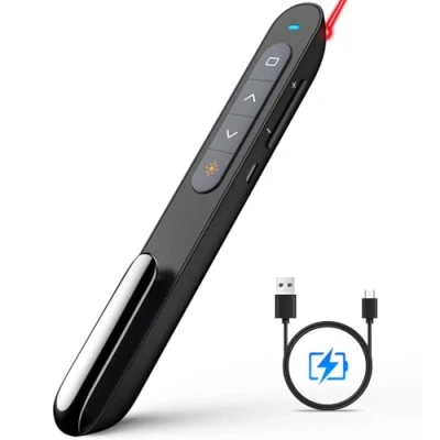 Abbildung von NORWII N76 Wireless Presenter Wiederaufladbar mit einer Reichweite von 300 Fuß, Hyperlink USB Powerpoint Remote Präsentations Clicker Laserpointer 2,4 GHz (Schwarz)
