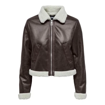 Abbildung von ONLY Damen ONLBETTY Bonded Zip Jacket CC OTW Bikerjacke, Mole/Detail:Pumice Stone, S