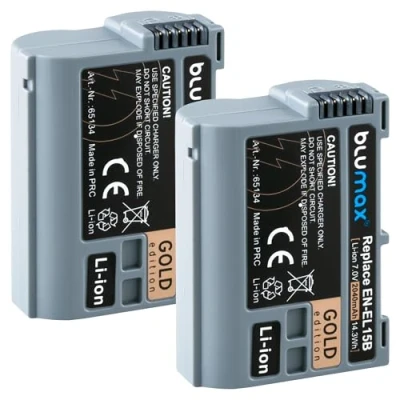 Abbildung von 2X Blumax Gold Edition Akku ersetzt Nikon EN EL15b 2040mAh kompatibel mit Z6 MarkII Z7 D780 7,0V 14,3Wh