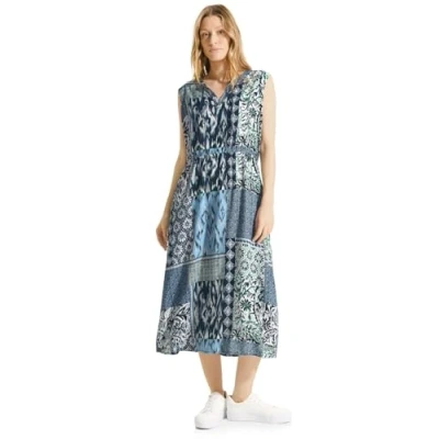 Abbildung von Cecil Patchwork Print Freizeitkleid, Damen, Größe: Large, Blau