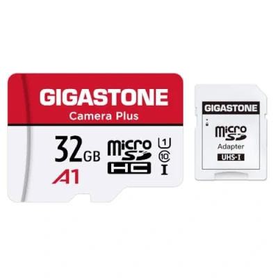 Abbildung von Gigastone Kamera Plus 32GB MicroSDHC Speicherkarte + SD Adapter, für Action Drohne und Tablet, Lesegeschwindigkeit bis zu 90MB/s, Full HD Videoaufnahme, A1 U1 Klasse 10 Micro Karte UHS I