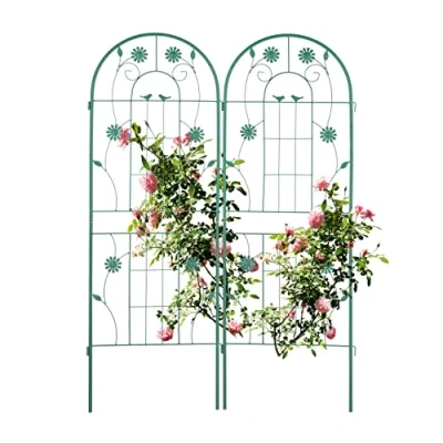 Abbildung von Relaxdays Rankgitter, 2er Set, HxB 150 x 50 cm, freistehend, Rankhilfe zum Stecken, Kletterpflanzen, Blumenspalier, grün