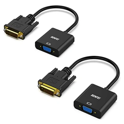 Abbildung von BENFEI Aktiv DVI D 24+1 auf VGA Adapter, 2 Stück Unidirektional Computer Monitor Konverter (Stecker Buchse) Full HD 1080p 60Hz für Desktop Laptop PC Projektor HDTV