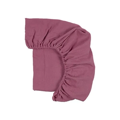Abbildung von KraftKids Spannbettlaken Musselin purpur aus 100% Baumwolle in Größe 140 x 70 cm, handgearbeitete Matratzenbezug gefertigt der EU