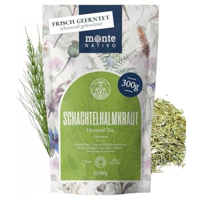 Abbildung von Schachtelhalmtee (300g) Monte Nativo Kräutertee Ackerschachtelhalm 100% rein, nachhaltig und naturbelassen Schachtelhalmkraut geschnitten Zinnkraut Schachtelhalm schonend getrocknet