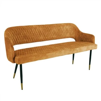 Abbildung von riess ambiente Sitzbank PARIS 160cm senfgelb / schwarz (Einzelartikel, 1 St), Esszimmer · Samt Metall Rückenlehne Schlafzimmer Retro Design
