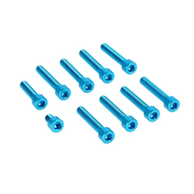 Abbildung von AKF Set: Aluminium Schrauben, Innensechskant in Hellblau Kupplungs und Lichtmaschinendeckel Motor M500 / M700