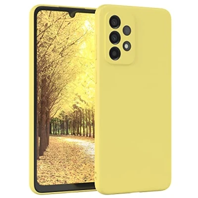 Abbildung von EAZY Case Silikonhülle für Samsung Galaxy A33 5G Hülle Silikon Gelb weich stoßfeste Handyhülle Schutzhülle mit Kameraschutz Dünn Premium Schutz Cover TPU Phone Bumper in Pastellgelb