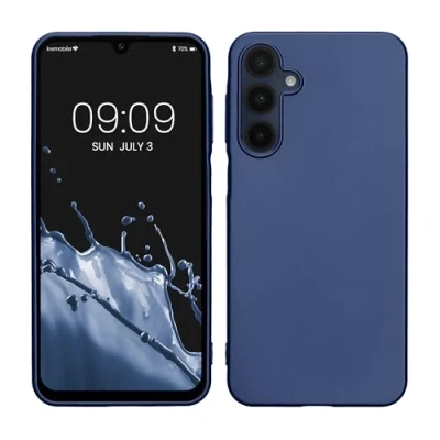 Abbildung von kwmobile Case kompatibel mit Samsung Galaxy A16 5G Hülle Schutzhülle aus Silikon metallisch schimmernd Handyhülle Metallic Blau