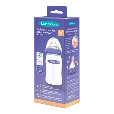 Abbildung von Lansinoh Babyflasche mit NaturalWave Sauger Gr. M, 240 ml