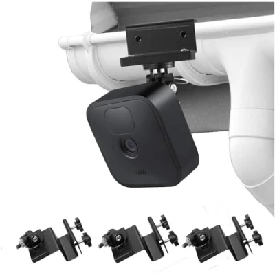Abbildung von Wasserstein wetterfeste Regenrinnenhalterung kompatibel mit Blink Outdoor &amp; XT2/XT Kamera Universal Schraubenadapter Bessere Platzierung für besseren Schutz (schwarz, 3er Pack)