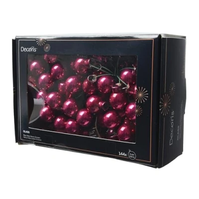 Abbildung von Kaemingk Weihnachtskugeln am Draht Glas 2cm x 144 Stück Spiegelbeeren glänzend kleine Dekokugeln Christbaumschmuck &amp; Weihnachtsdeko Beere Granatapfel