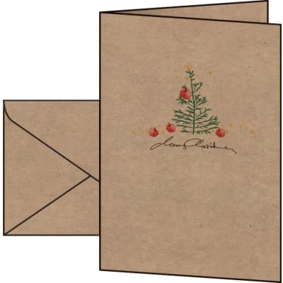 Abbildung von SIGEL DS075 Weihnachts Karten Set mit Umschlag,, A6, Kraftpapier, 10 Stück &quot;Christmas with apples&quot;, ideal zum Bedrucken, aus nachhaltigem Papier