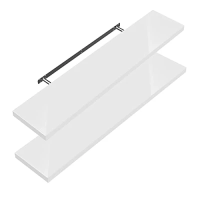 Abbildung von Casaria Wandregal, Weiß mit Halterung 50 110 cm Schwebend 15 kg Tragkraft Küche
